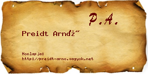 Preidt Arnó névjegykártya